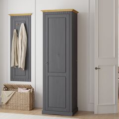 Шкаф распашной для одежды Неаполь из натурального дерева, серый