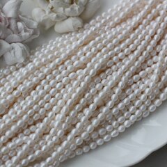 Жемчуг натуральный речной, рис, 4,8-6,5 мм, 1 нить, Ж021
