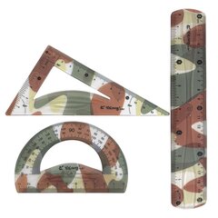 
          Набор чертежный Yalong, 20 см, пластиковый, 3 предмета, гибкий, "Милитари", пакет с европодвесом