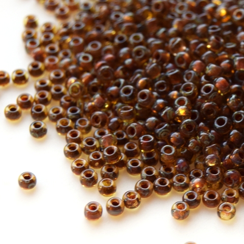 8/0 RR-4501 Бисер круглый Миюки /Miyuki round 8/0 Picasso Transparent Saffron