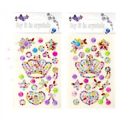 
          Наклейки-стразы Alingar, акриловые, "Коронная композиция", корона, цветы, сердечко, звезочки, пакет с европодвесом