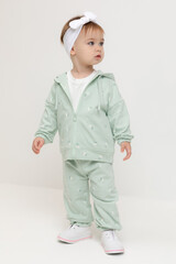 брюки  для девочки  КР 400796/пастельно-зеленый,милые цветочки к543