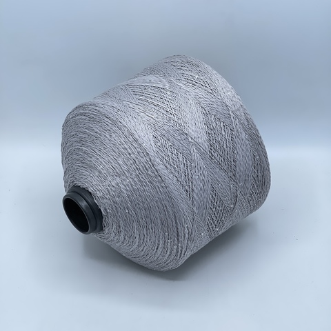 Бобинная пряжа, Linette Pailletes, 450м, 80% Лен, 20% Полиэстер(пайетка), Серый+пайетка. 39382