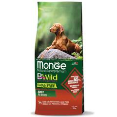 Беззерновой корм для собак Monge Dog BWild GRAIN FREE из ягненка с картофелем и горохом 12 кг