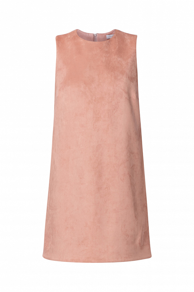 Платье-футляр мини из искусственной замши, розовая пудра