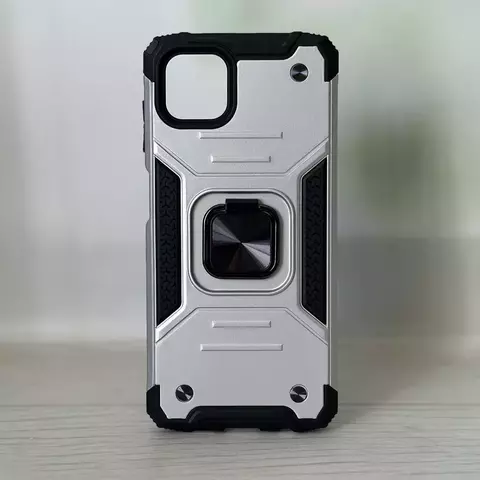 Противоударный чехол Strong Armour Case с кольцом для Samsung Galaxy A04, М13 5G (Серебро)