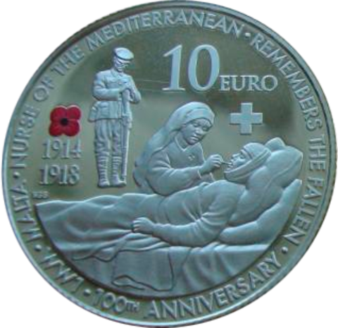 Мальта 10 евро 2014 100 лет с начала Первой мировой войны СЕРЕБРО