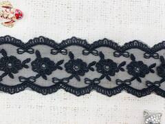 Вышивка на сетке, ш. 6 см, чёрный