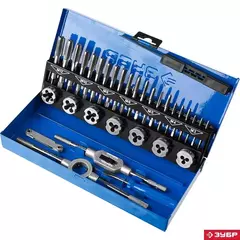 ЗУБР 32 предмета, сталь Р6М5, набор метчиков и плашек, Профессионал (28110-H32)