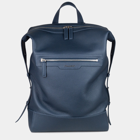 Рюкзак Rousseau из кожи теленка, синего цвета