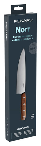 Нож кухонный Fiskars Norr (1016478) стальной универсальный лезв.200мм прямая заточка коричневый