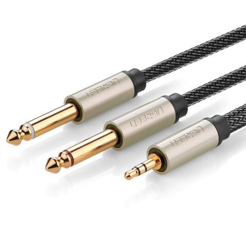 Кабель UGREEN AV126 3.5mm TRS to Dual 6.35mm TS Audio Cable 2 м, серый