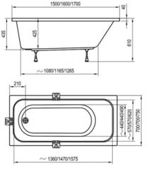 ВАННА АКРИЛОВАЯ RAVAK CLASSIC 170x70 с каркасом и панелью