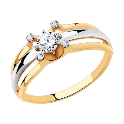 018524 - Кольцо из комбинированного  золота с фианитами