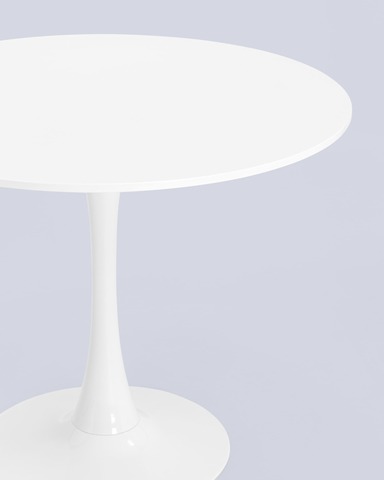 Стол Tulip D90 белый, для кухни столовой гостиной дома 75см. 90см. металл МДФ