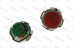 Кнопка (кнопочный модуль) RT42 RUS "2 Этаж", круглая, красная подсветка, Брайль.