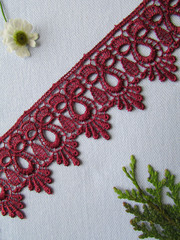 Кружево плетеное, ш. 4,5-5 см, сливовый