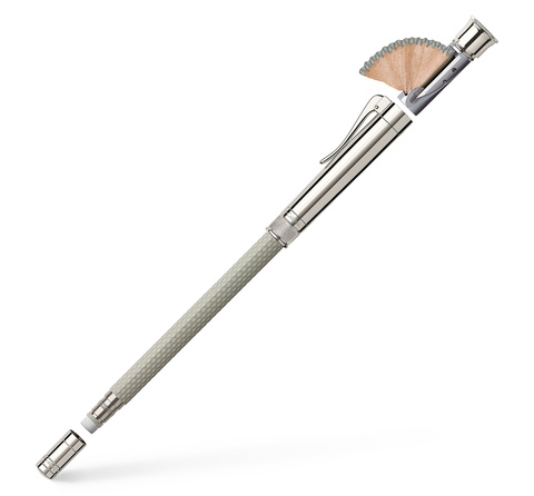 Превосходный карандаш Graf von Faber-Castell Perfect Pencil Platinum Guilloche Light Grey