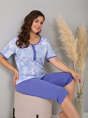 Пижама с бриджами КД-063/сиреневый-огурцы