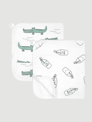 Сет из 2х муслиновых салфеток для кормления Mjölk Молоко/Крокодилы