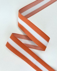 Тесьма эластичная , цвет: белый/оранжевый , 30мм