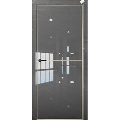 Купить Межкомнатная дверь глянец Pt 2 Платина crystall gray алюминиевая кромка Al Gold Edition глухая