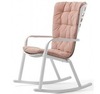 Уличное кресло-качалка Folio белое с розовой подушкой