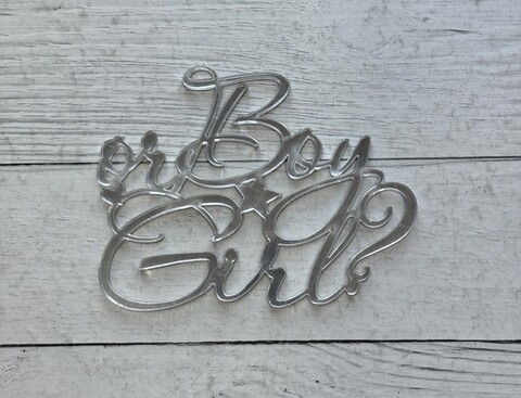 Бенто-топпер / Boy or Girl B1 / акрил  зеркальный серебро