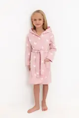 халат  для девочки  К 5763/розовый жемчуг,сердечки