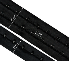 Крючки и петли на ленте, ш. 4/2,2 см, чёрный