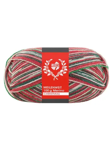 Пряжа Lana Grossa Meilenweit 100 Merino Christmas Lurex 6802