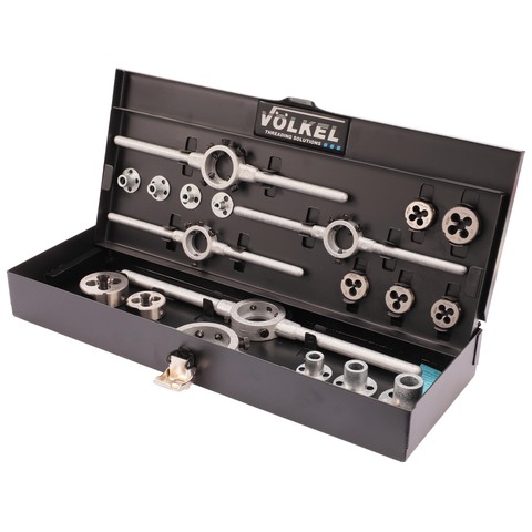 Набор плашек М3-М12 DINEN22568 HSS-G 20/25/30/38мм 19пр Volkel 49599