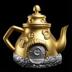 Силиконовый молд № 421 Домик чайник 2 D ( серия домики для гномов и фей)