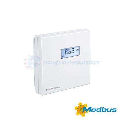 Датчик качества воздуха для помещений AERASGARD RFTM-CO2-Modbus-LCD от S+S Regeltechnik, с подключением к шине Modbus
