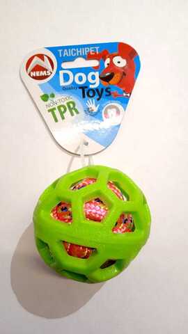 NEMS игрушка резиновый мяч с цветной веревкой 7,6 см.