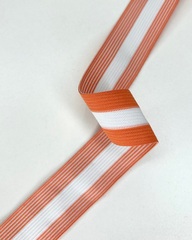 Тесьма эластичная , цвет: белый/оранжевый , 30мм