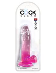 Розовый фаллоимитатор с мошонкой на присоске 7’’ Cock with Balls - 20,3 см. - 