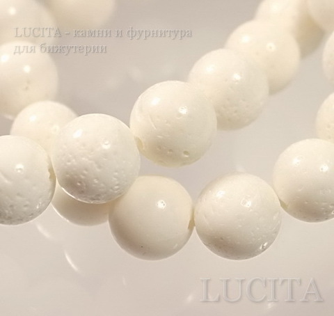 Бусина Коралл (искусств), шарик, цвет - белый, 14 мм, нить ()