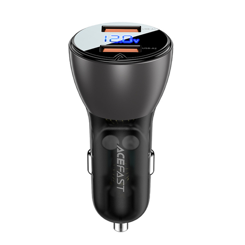 Автозарядка ACEFAST B7 metal car charger 45W USB-A + USB-A с дисплеем