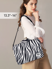 Сумка для ноутбука 13,3" и 14" с ремнем на плечо и 3 отделениями (Зебра)