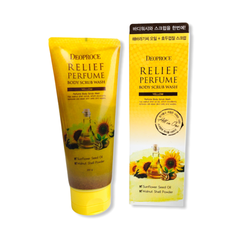 DEOPROCE RELIEF PERFUME BODY SCRUB WASH YELLOW 200ml