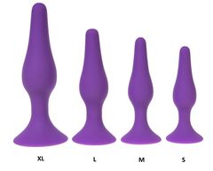 Фиолетовая силиконовая анальная пробка размера L - 12,2 см. - 