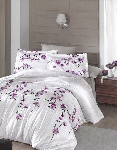 Комплект постельного белья 2 спальный (Евро) DO&CO Сатин DELUX MABELLE цвет кремовый