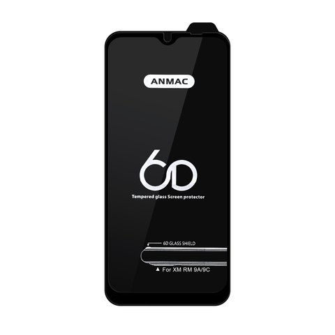 Защитное стекло 6D на весь экран ANMAC для Xiaomi Redmi 9A, 9C (Черная рамка)