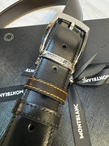 Двусторонний ремень Montblanc из кожи черного цвета 35мм