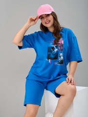 Костюм с шортами КНф-101П/васильковый