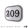 Номерок на дверь квартиры 209, для кабинета, офиса, шильдик 9 х 7 см, серебристый, Айдентика Технолоджи