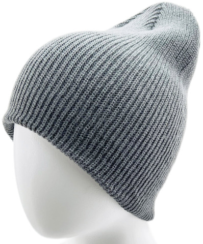 Картинка шапка вязаная Skully Wear beanie long thick dark grey - 5