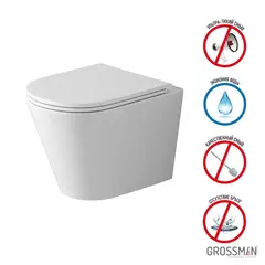 Унитаз подвесной Grossman GR-4478SQ Tornado 515х355х365 безободковый с тонким сиденьем