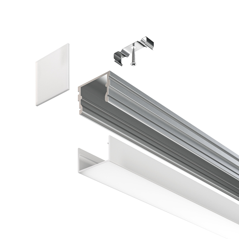 Алюминиевый профиль Maytoni накладной 21×21 (Серебро, 2 м), ALM007S-2M